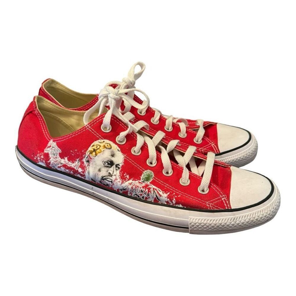 Dennis Rodman 91’ “All Out" Converse shoes red men’s size 15 women’s size 17 - Picture 2 of 11